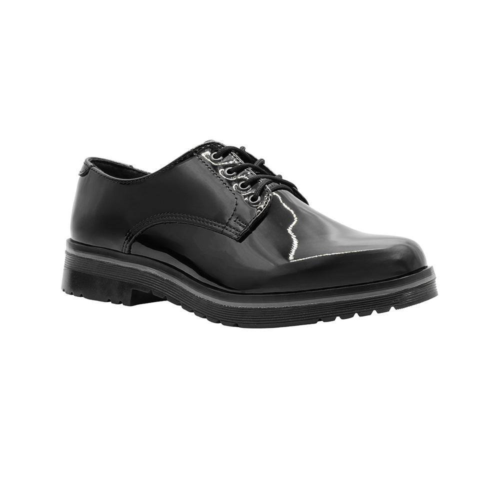Derby Para Mujer Greenlove  Charol Negro Agujetas Casuales Negro