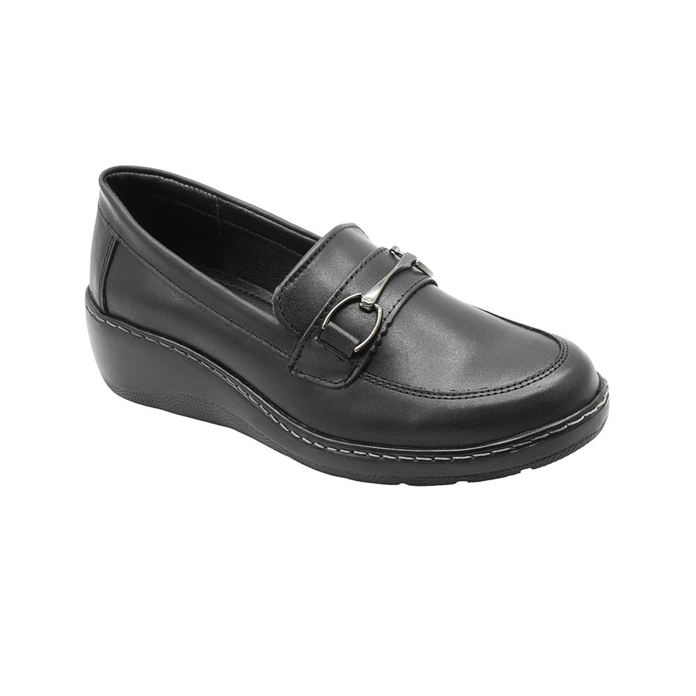 Zapato Piso Confort Para Mujer Piel Color Negro Suavecito Negro