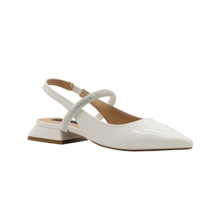 Foto 1 | Flat Balerina Salamandra Color Charol Blanco Oficina Formal Gris