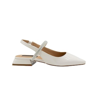 Foto 3 | Flat Balerina Salamandra Color Charol Blanco Oficina Formal Gris