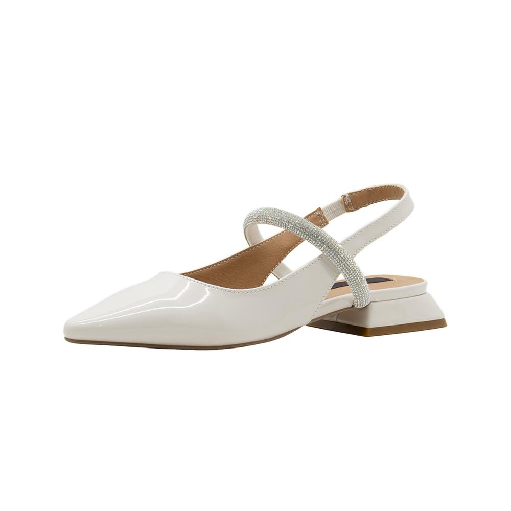 Foto 5 pulgar | Flat Balerina Salamandra  Color Charol Blanco Oficina Formal Gris