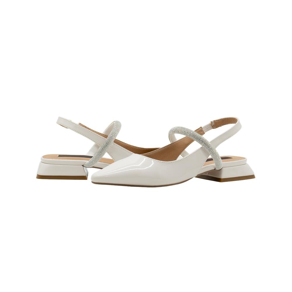 Foto 6 pulgar | Flat Balerina Salamandra  Color Charol Blanco Oficina Formal Gris