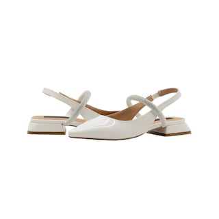 Foto 5 | Flat Balerina Salamandra Color Charol Blanco Oficina Formal Gris