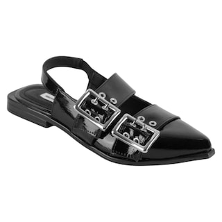 Foto 1 | Flats Puntales Exterior Charol Color Negro Para Mujer De Rbcollection