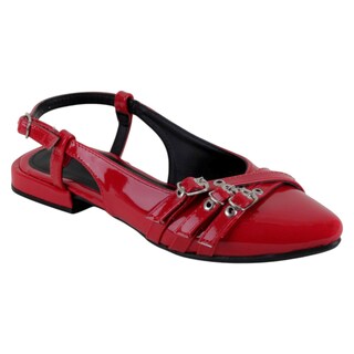 Foto 1 | Flats Puntales Exterior Charol Color Rojo Para Mujer De Rbcollection