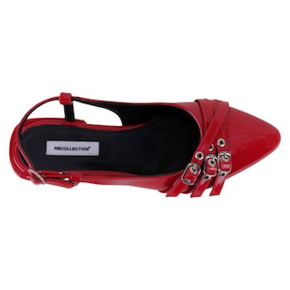 Foto 3 | Flats Puntales Exterior Charol Color Rojo Para Mujer De Rbcollection