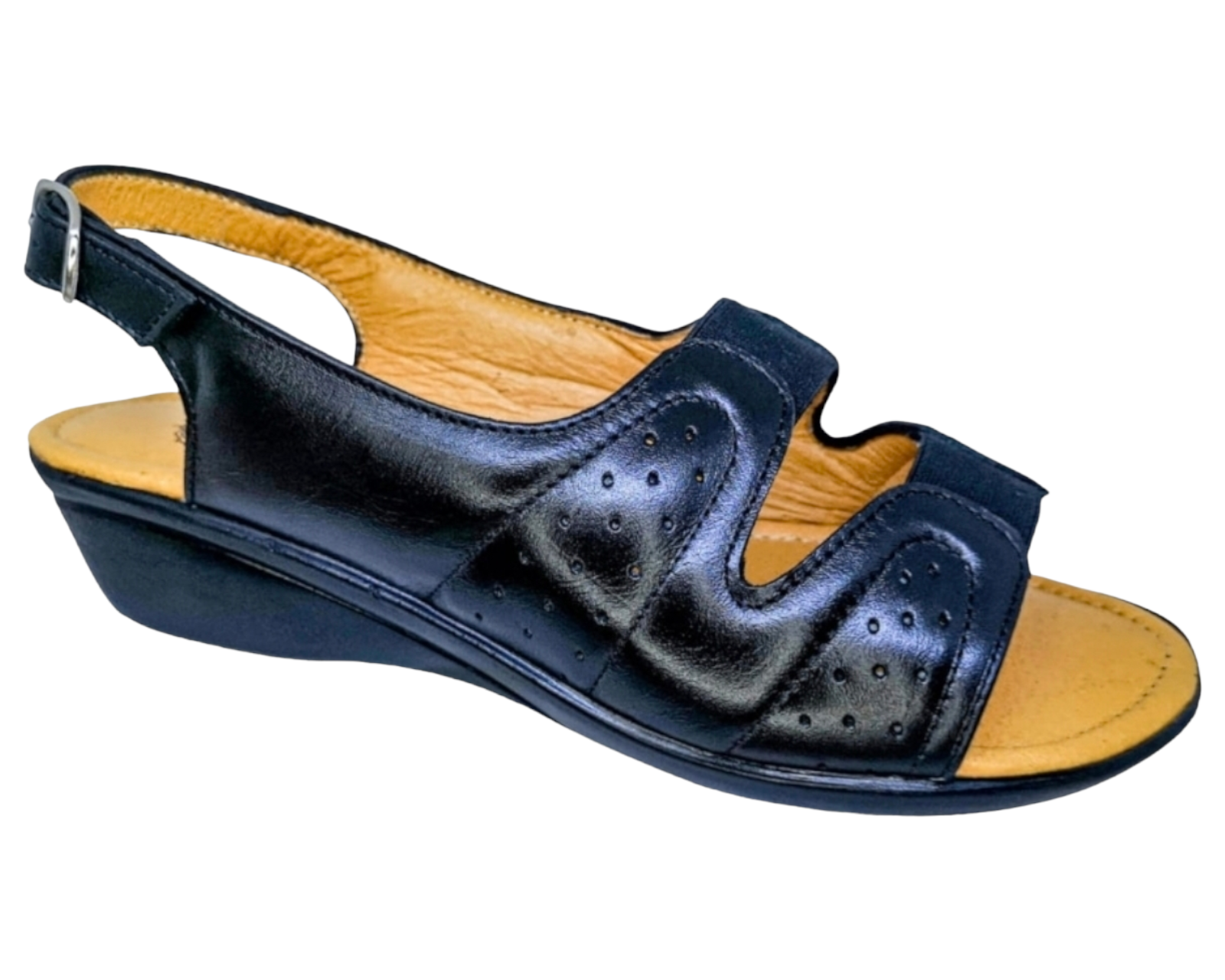 Foto 2 pulgar | Sandalias Enco Footwear de Piel Soft Comfort Negras para Mujer