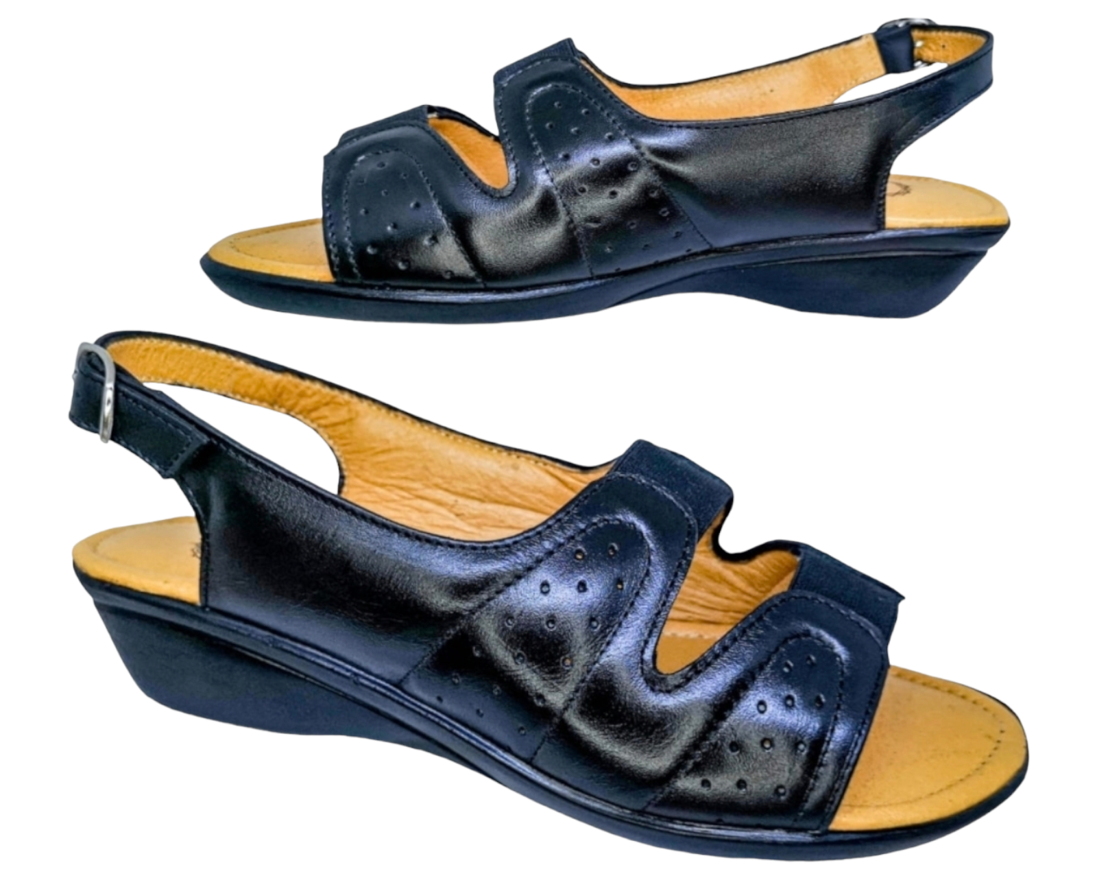 Foto 5 pulgar | Sandalias Enco Footwear de Piel Soft Comfort Negras para Mujer