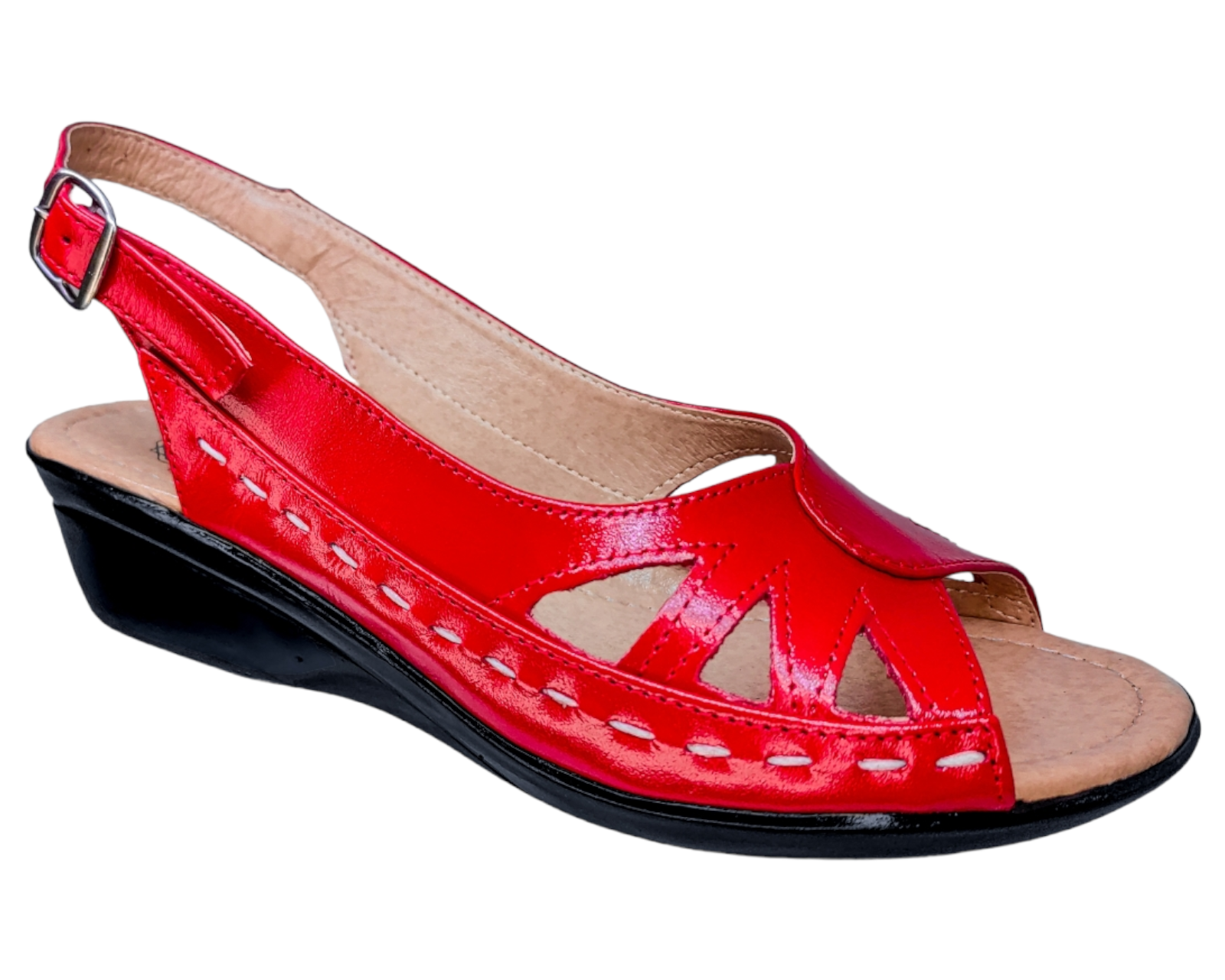 Foto 2 pulgar | Sandalias Enco Footwear Rojas de Piel para Mujer