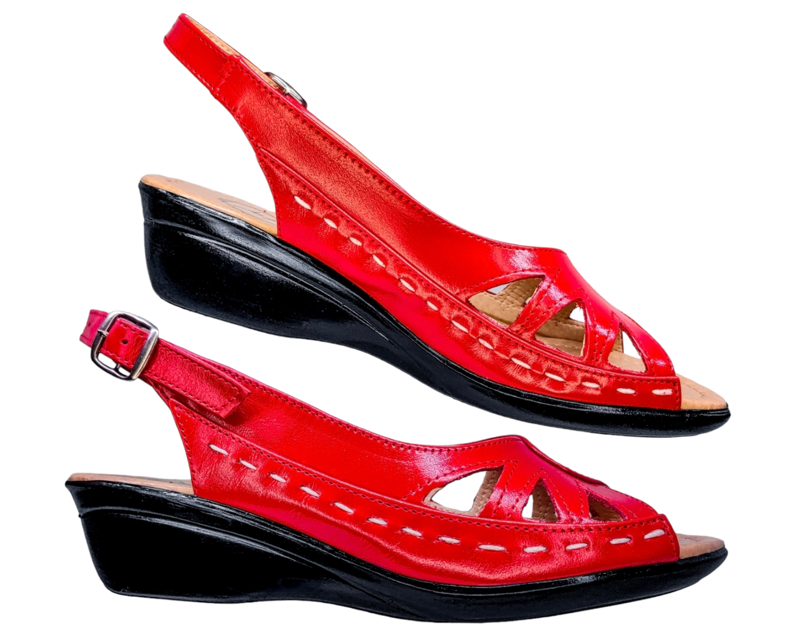 Foto 3 pulgar | Sandalias Enco Footwear Rojas de Piel para Mujer