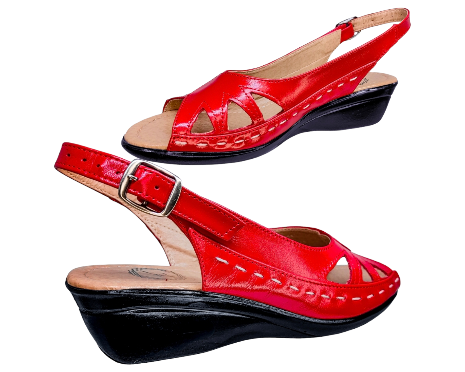 Foto 4 pulgar | Sandalias Enco Footwear Rojas de Piel para Mujer