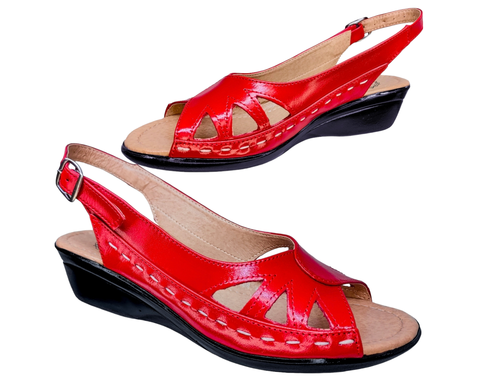 Foto 5 pulgar | Sandalias Enco Footwear Rojas de Piel para Mujer