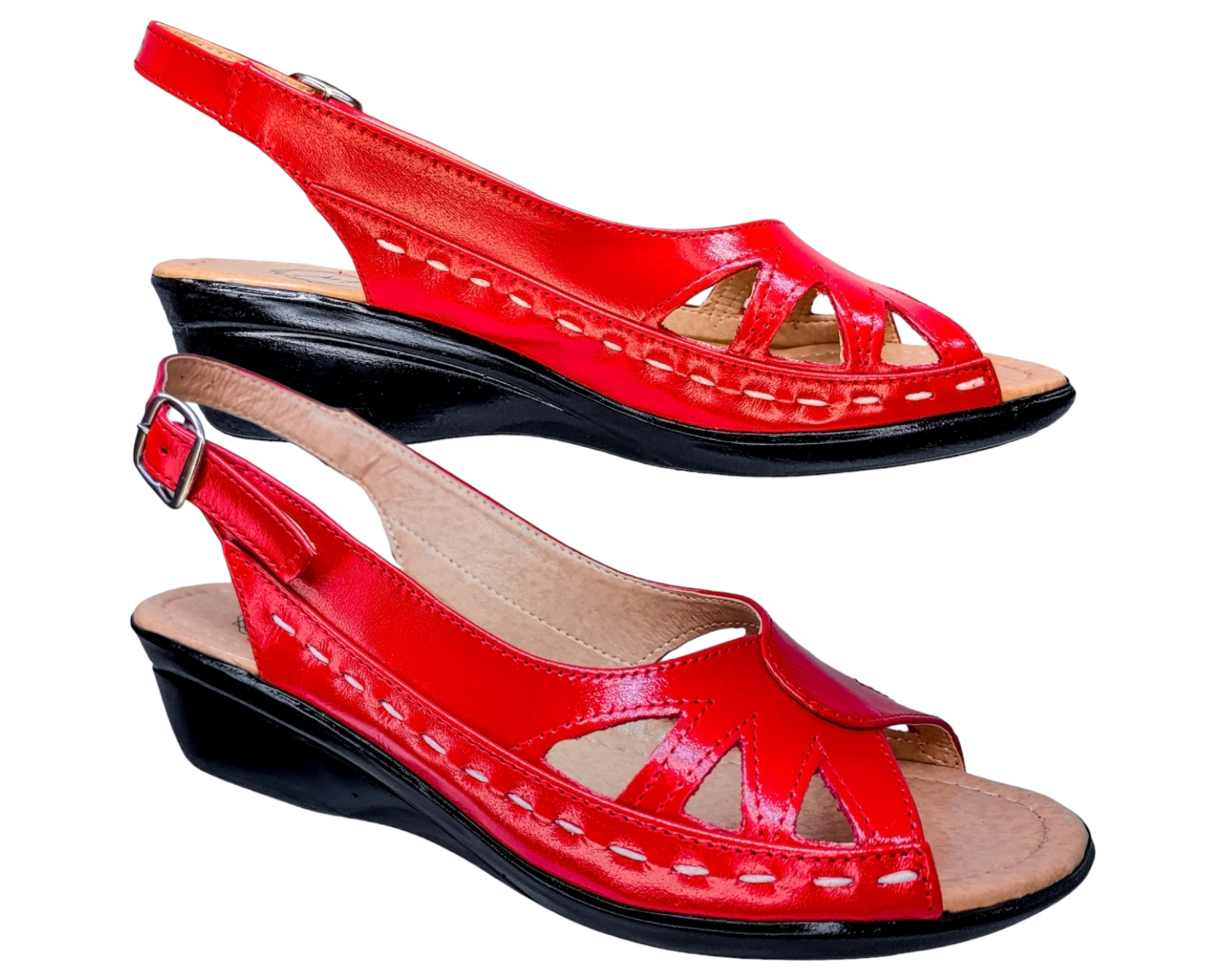 Foto 7 pulgar | Sandalias Enco Footwear Rojas de Piel para Mujer