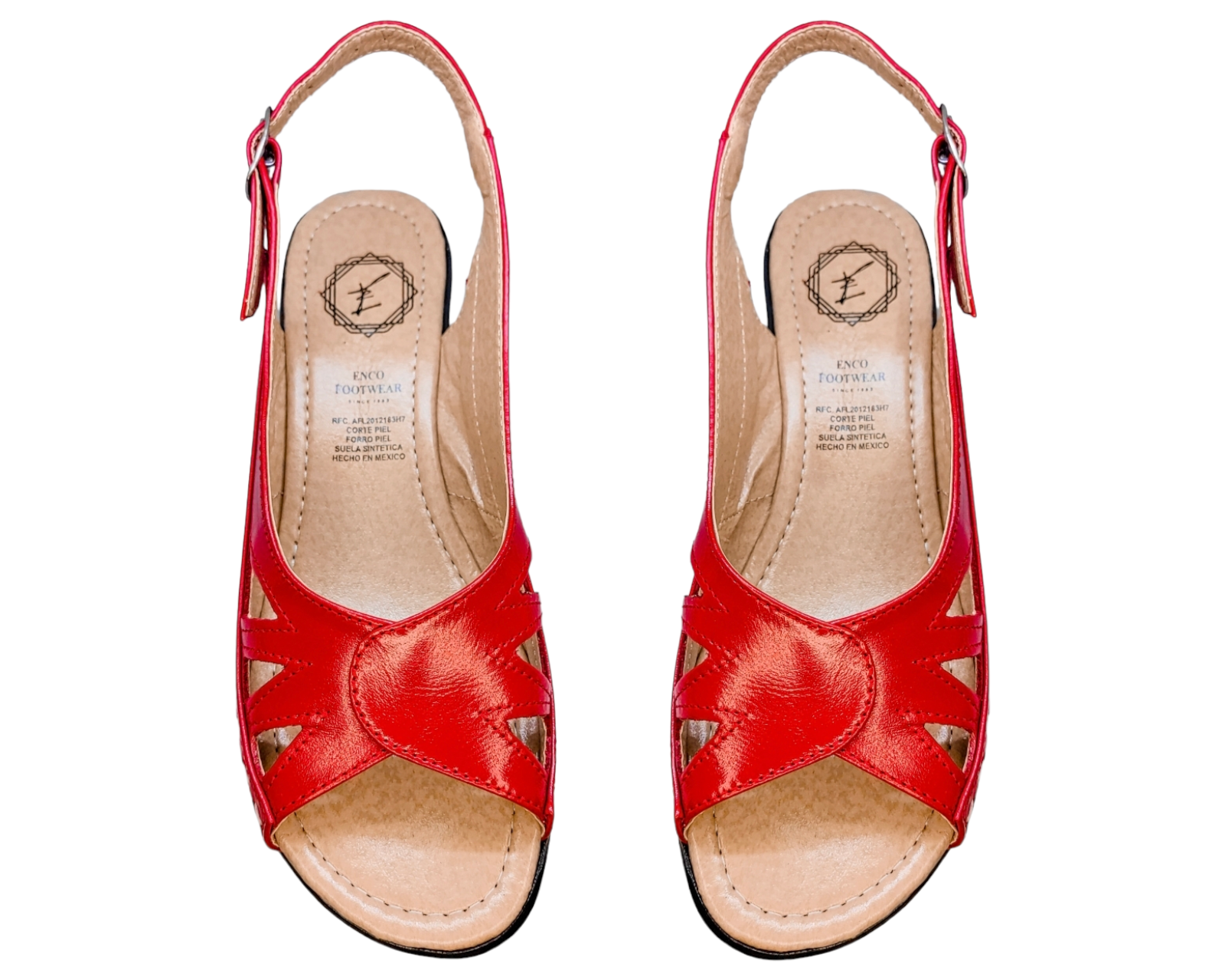 Foto 9 pulgar | Sandalias Enco Footwear Rojas de Piel para Mujer