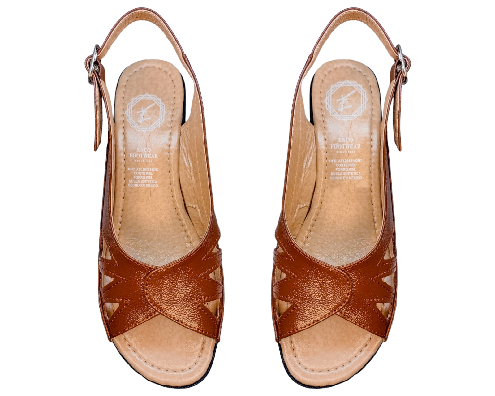 Foto 8 | Sandalias Enco Footwear de Piel Cafés para Mujer