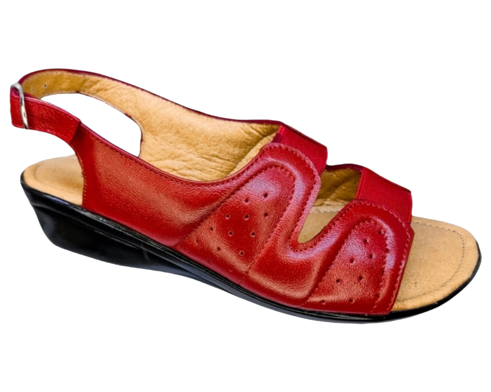 Foto 2 pulgar | Sandalias Enco Footwear de Piel Soft Comfort Rojas para Mujer