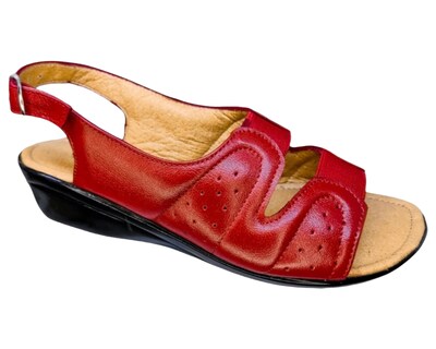 Foto 1 | Sandalias Enco Footwear de Piel Soft Comfort Rojas para Mujer