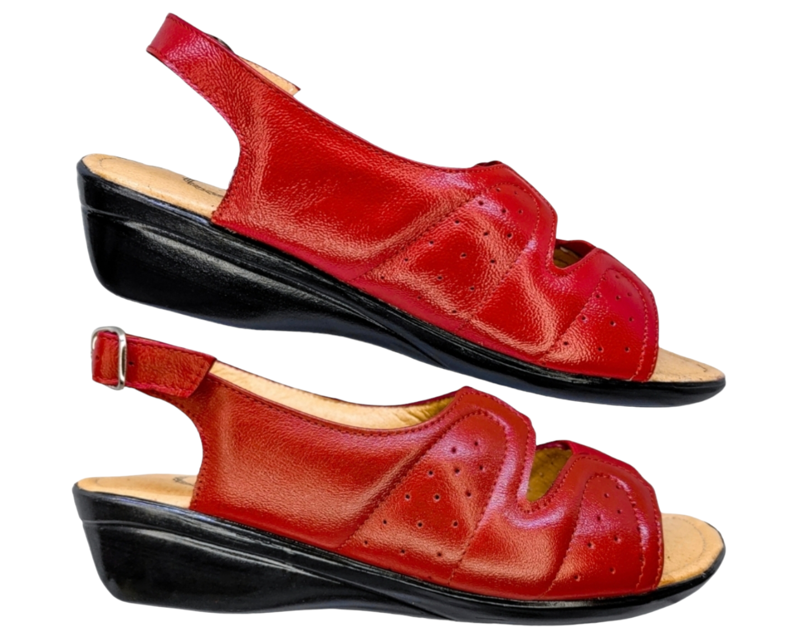 Foto 3 pulgar | Sandalias Enco Footwear de Piel Soft Comfort Rojas para Mujer