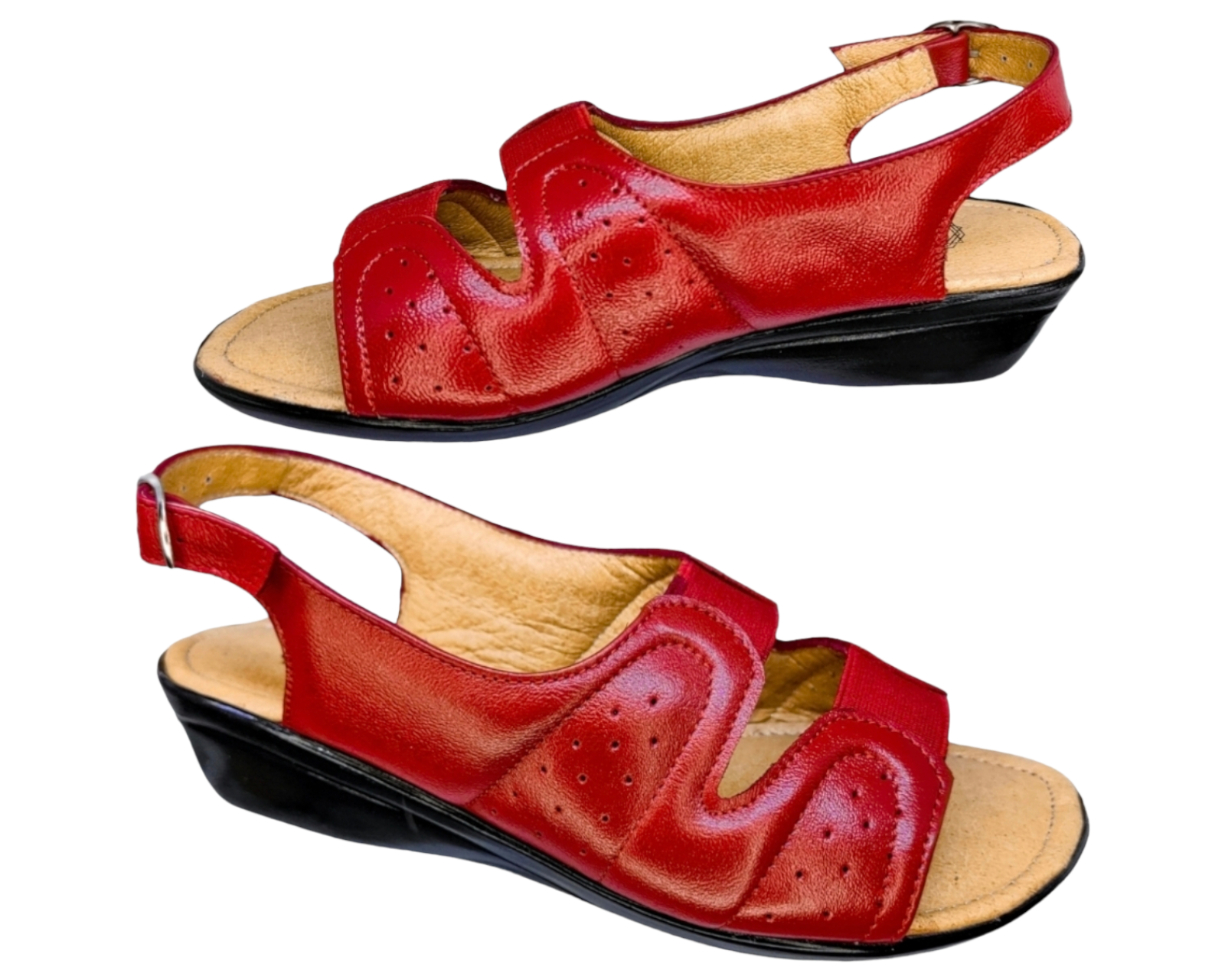 Foto 4 pulgar | Sandalias Enco Footwear de Piel Soft Comfort Rojas para Mujer