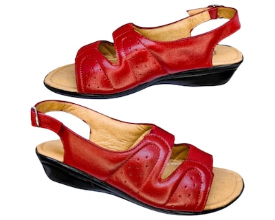 Foto 3 | Sandalias Enco Footwear de Piel Soft Comfort Rojas para Mujer