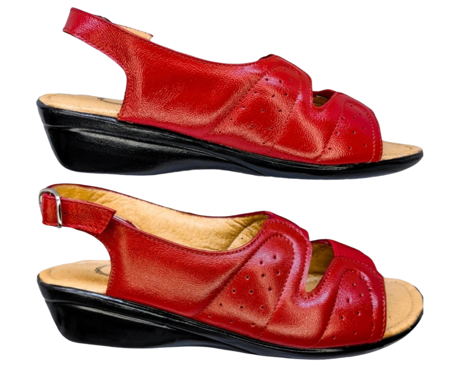 Foto 7 pulgar | Sandalias Enco Footwear de Piel Soft Comfort Rojas para Mujer