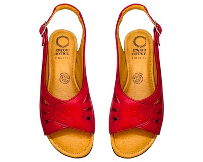 Foto 8 | Sandalias para Mujer Enco Footwear de Piel Soft Comfort Rojas