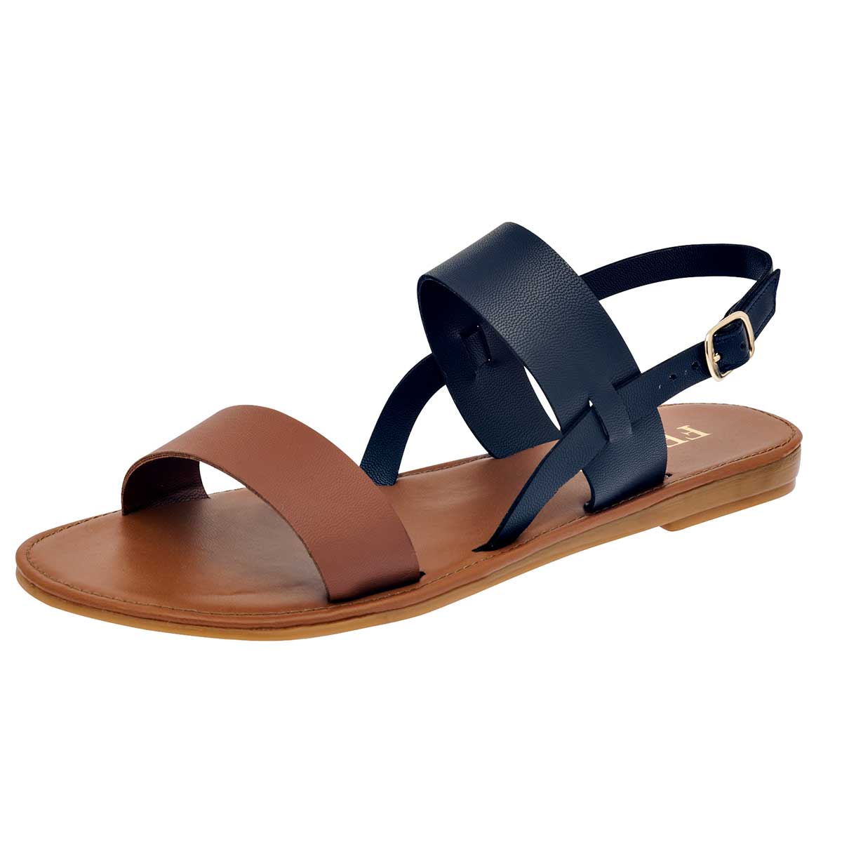 Foto 2 pulgar | Sandalia Felisa Villalobos color Camel con Marino Código 102253-1 para Mujer