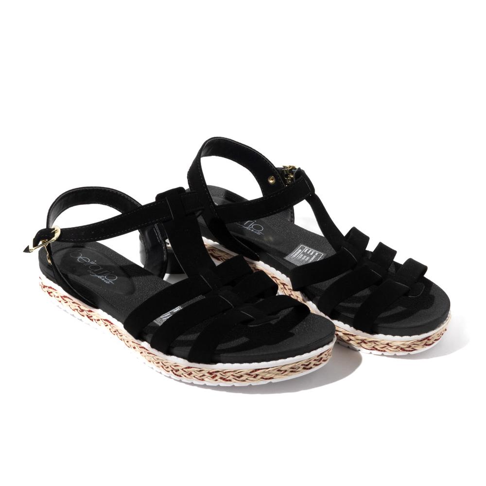 Foto 6 pulgar | Sandalias Flat Beira Rio Romina Yut Negras para Mujer