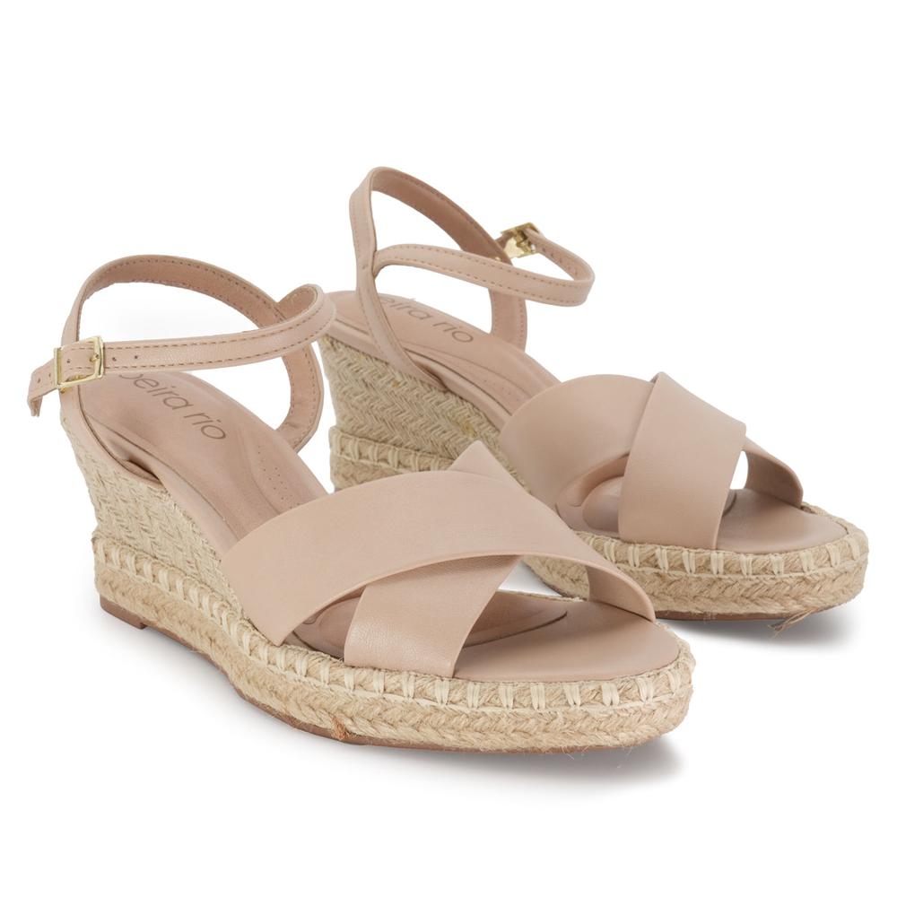 Foto 6 pulgar | Sandalia Tacón Medio Para Mujer Beira Rio Grace Jute Beige