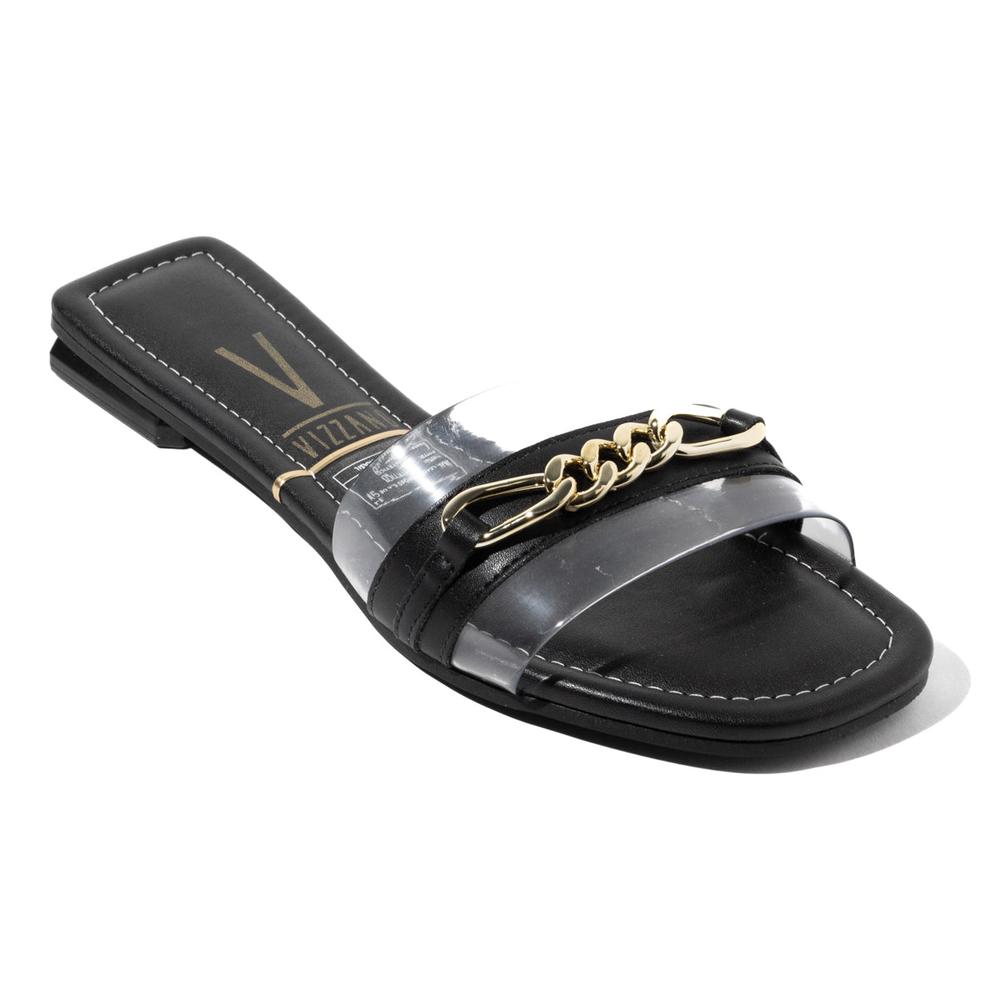 Foto 2 | Sandalias Flat Vizzano Selma Cadena Negras para Mujer
