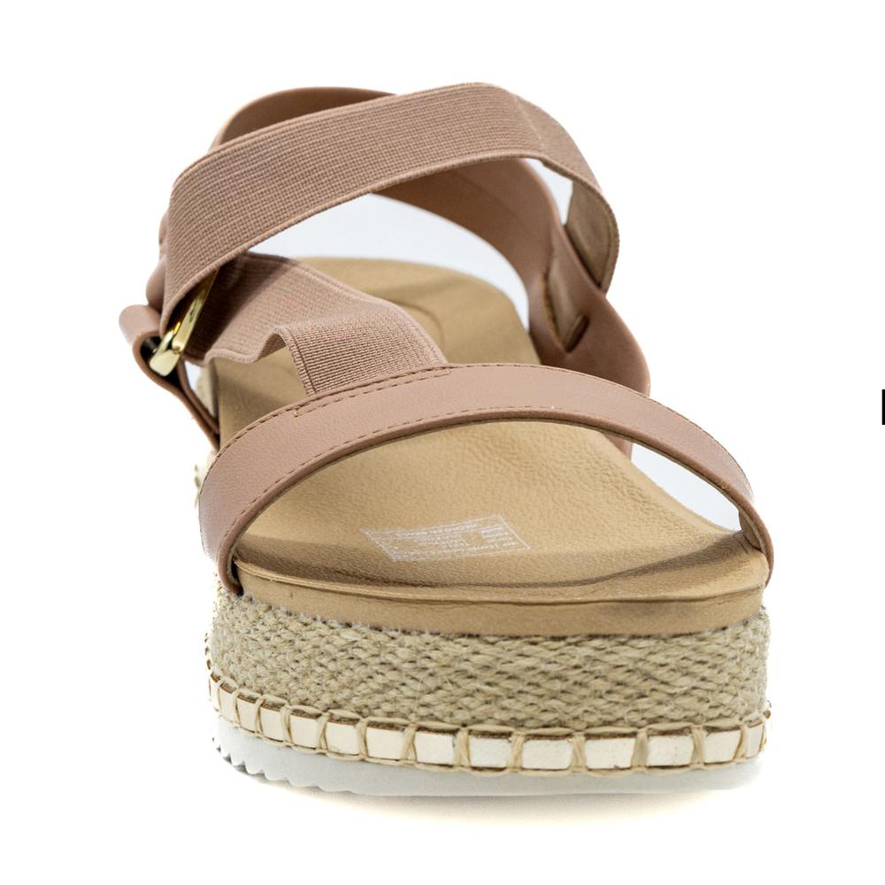 Foto 4 pulgar | Sandalia Plataforma Plana Beira Rio Beige para Mujer
