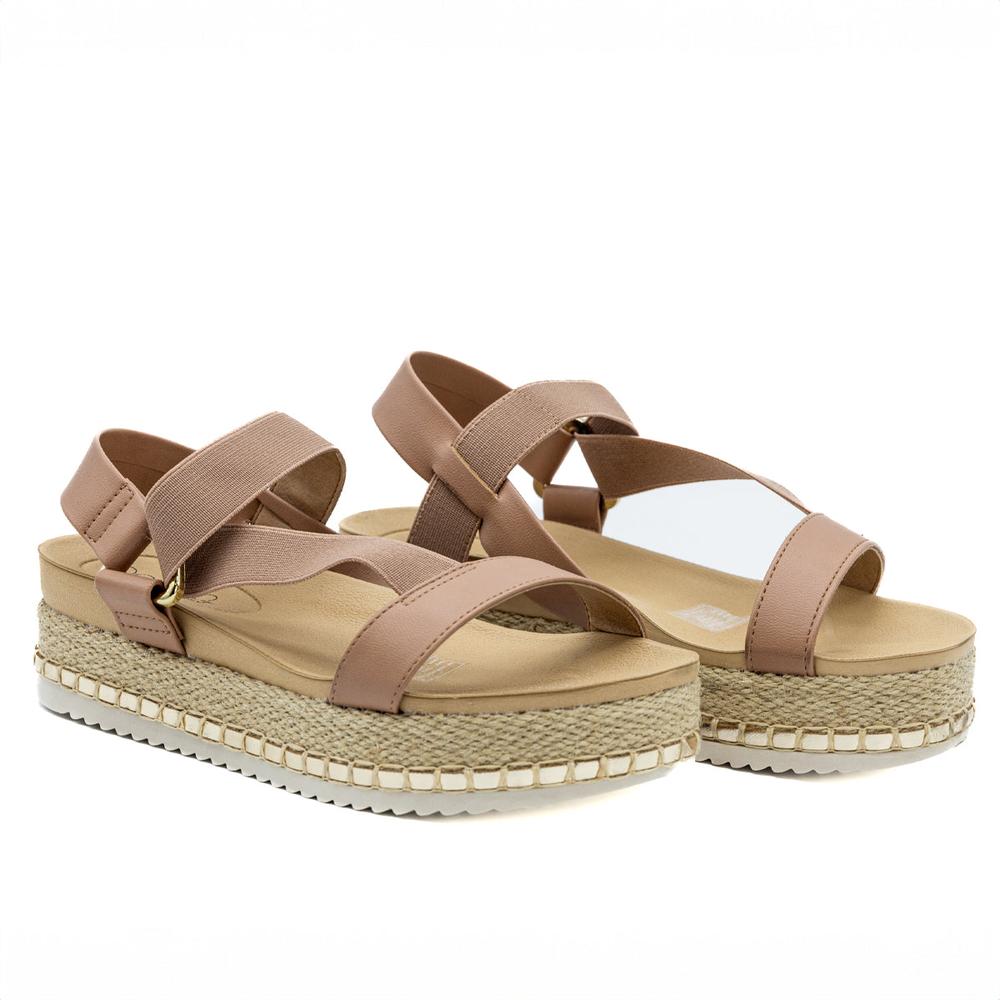 Foto 6 pulgar | Sandalia Plataforma Plana Beira Rio Beige para Mujer