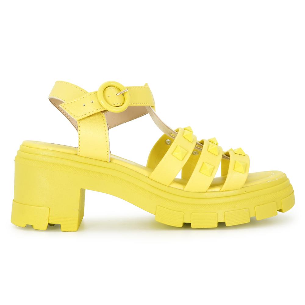 Sandalia Plataforma Moleca Phoebe Estoperoles Amarillo Para Mujer