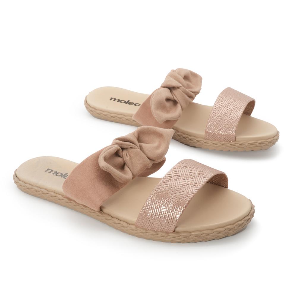 Foto 6 pulgar | Sandalia Flat Moleca Dominica Dúo Beige para Mujer