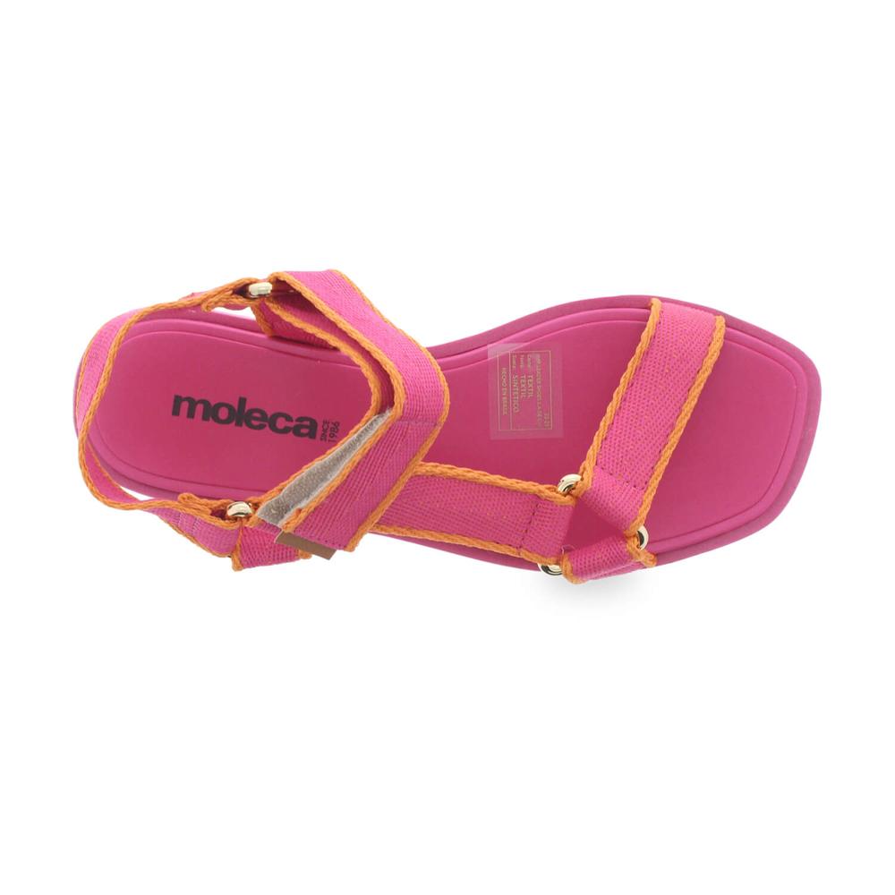 Foto 3 pulgar | Sandalia Flat Moleca Danira Tiras Rosa para Mujer