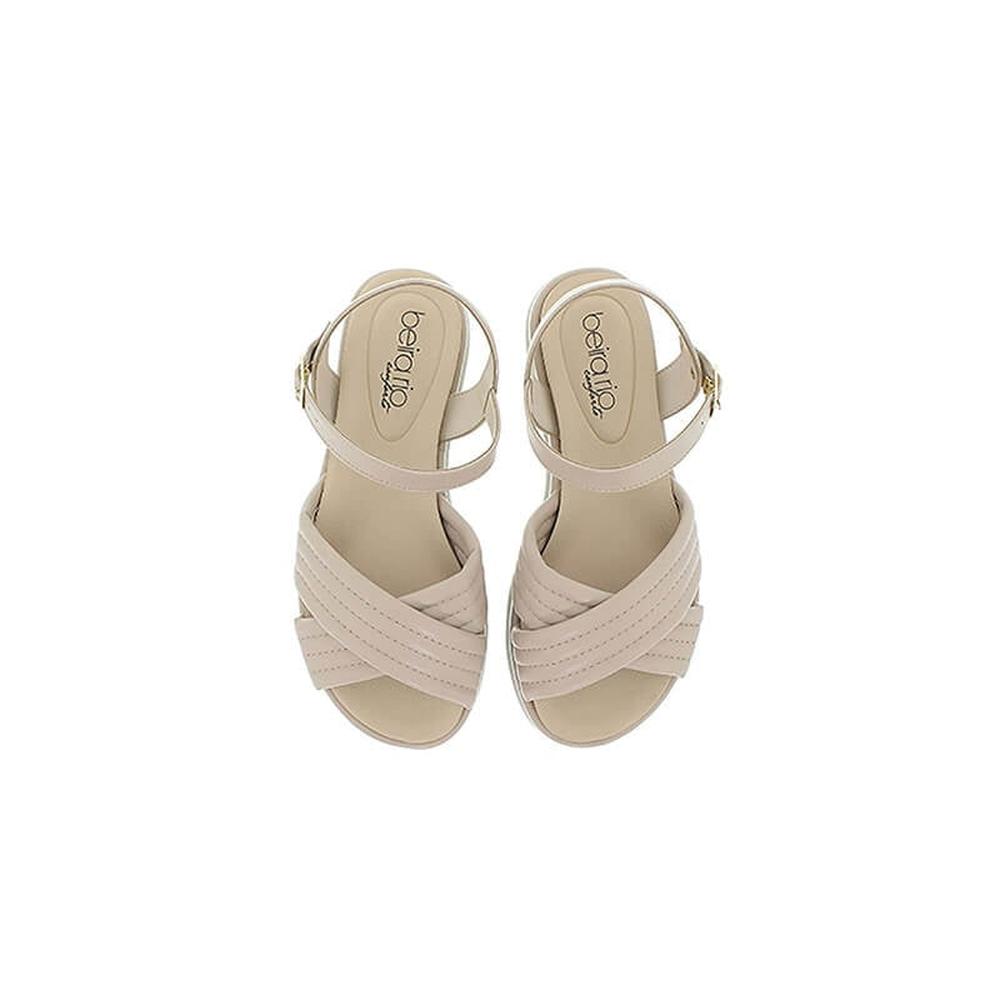 Foto 3 pulgar | Sandalias Flat Beira Rio Rita Cruce Beige para Mujer