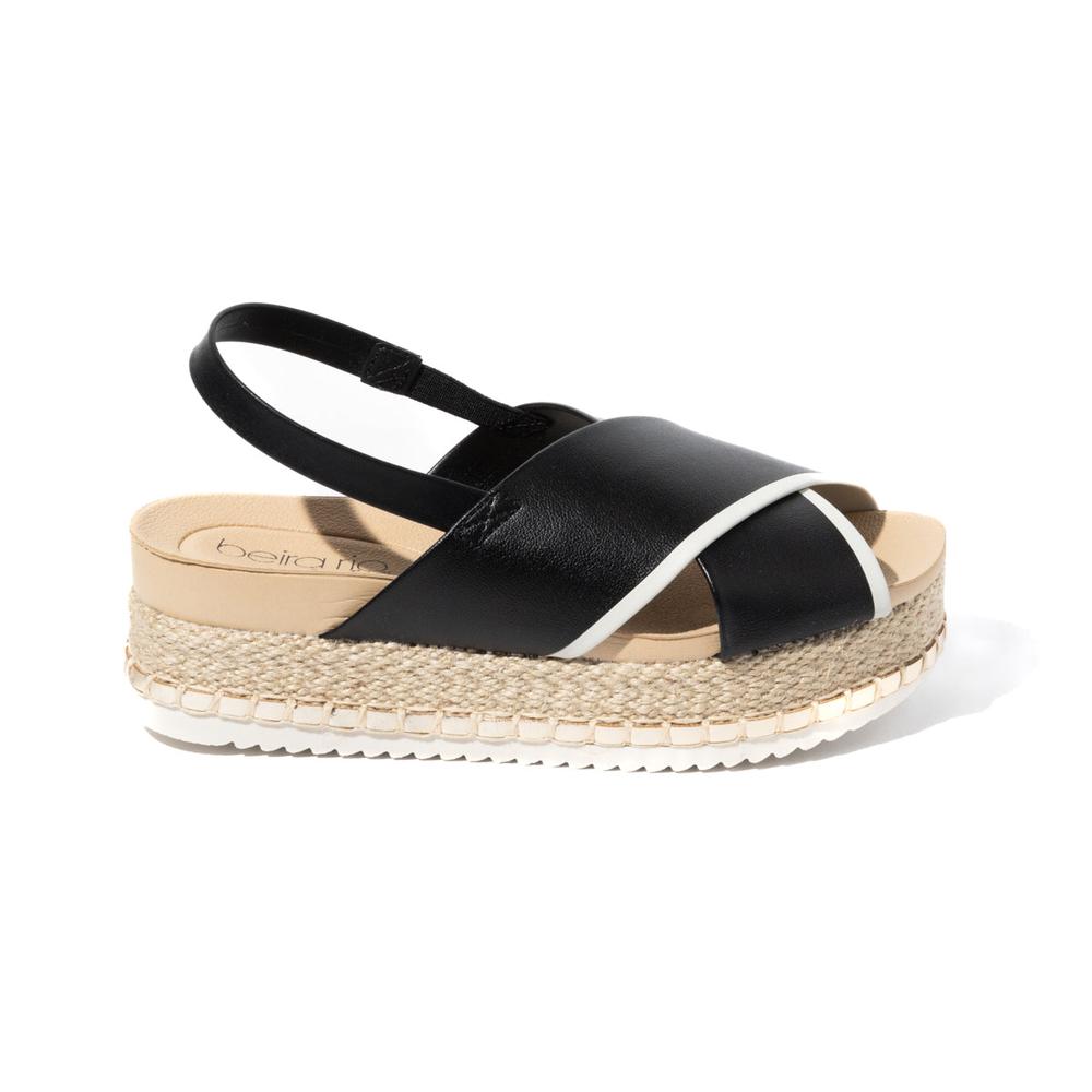 Foto 2 pulgar | Sandalias Plataforma Plana Beira Rio Ragna Pulsera Negras para Mujer