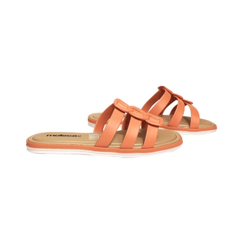 Foto 4 pulgar | Sandalia Flat Moleca Dacil Tri Naranja para Mujer