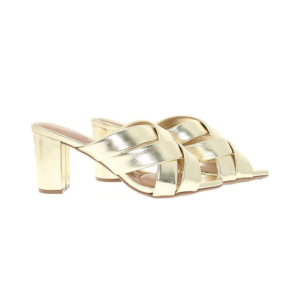 Foto 3 pulgar | Sandalias Tacón Alto Beira Rio Rhea Metal Doradas para Mujer