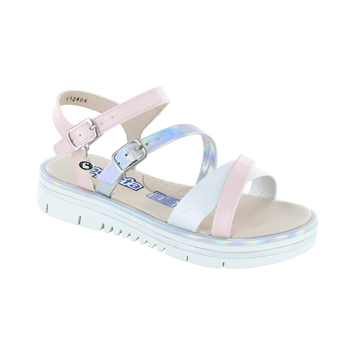Foto 2 pulgar | Coqueta Sandalia Para Mujer Rosa Plata Blanco, Código 118517-2