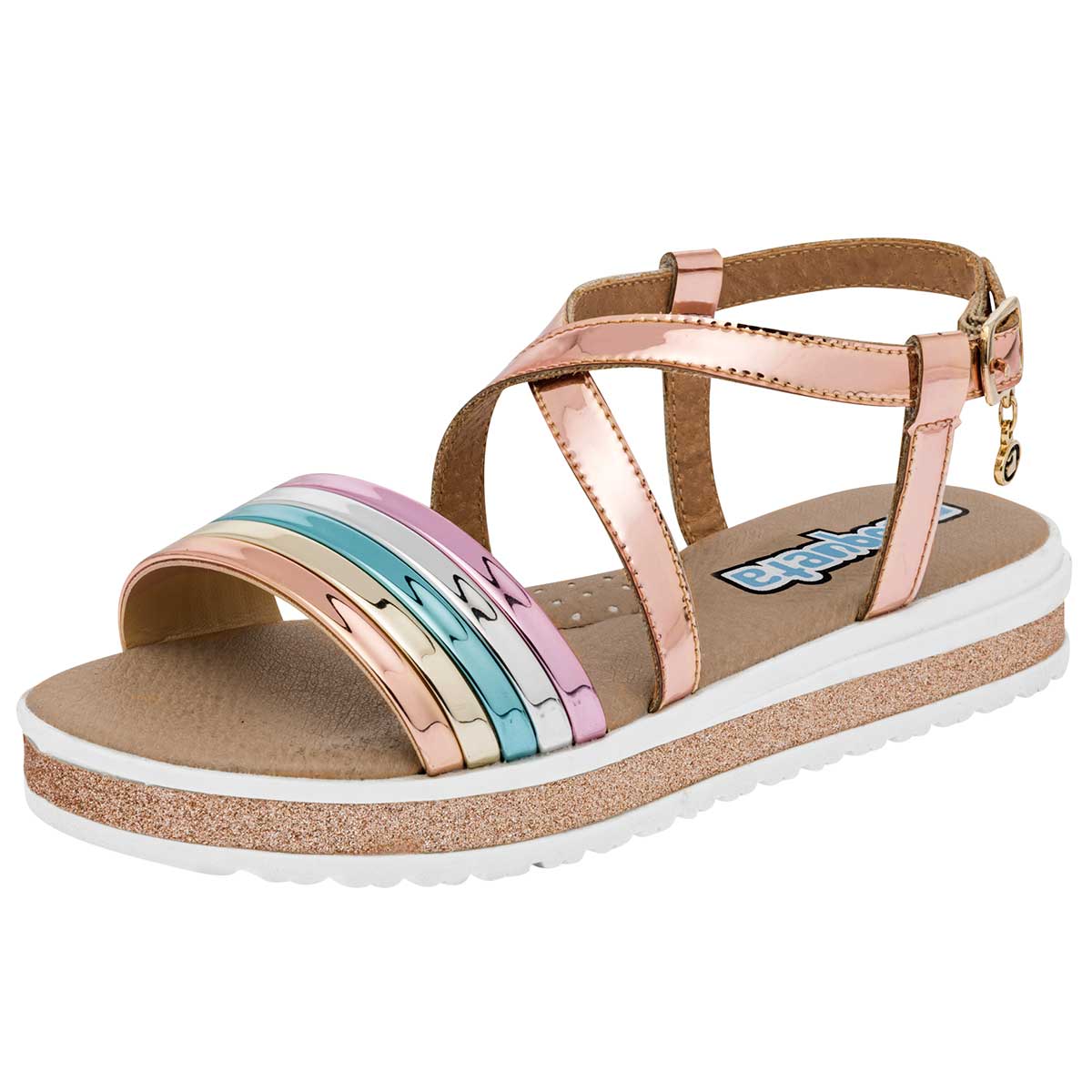 Foto 1 | Coqueta Sandalia Para Mujer Dorado Multicolor, Código 100802-2