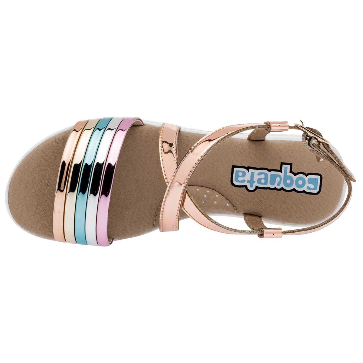 Foto 3 pulgar | Coqueta Sandalia Para Mujer Dorado Multicolor, Código 100802-2