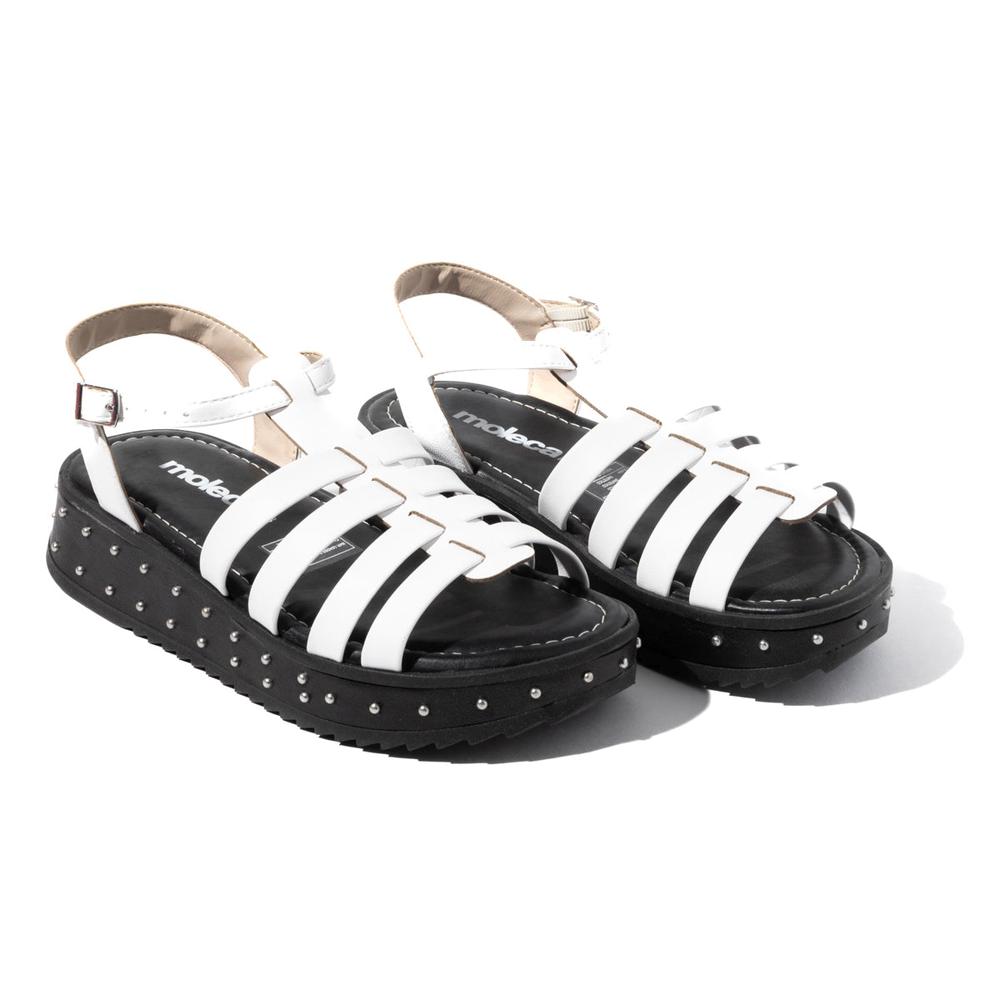 Foto 5 | Sandalia Plataforma Plana para Mujer Moleca 5456.205.9569 Blanca