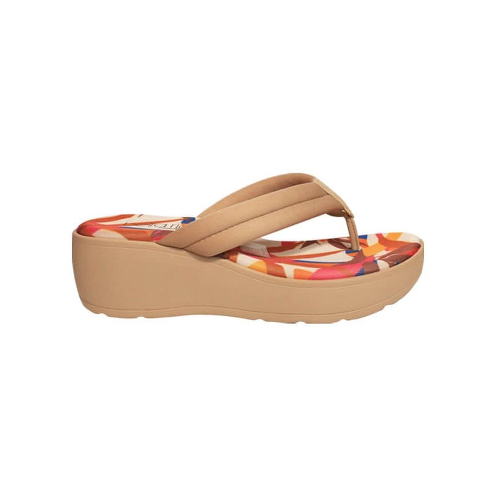 Foto 3 pulgar | Sandalia Plataforma Plana Beira Rio Ramaira Plata Beige para Mujer