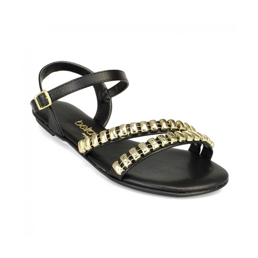 Foto 2 | Sandalia Flat Para Mujer Beira Rio Rossella Tren Negro