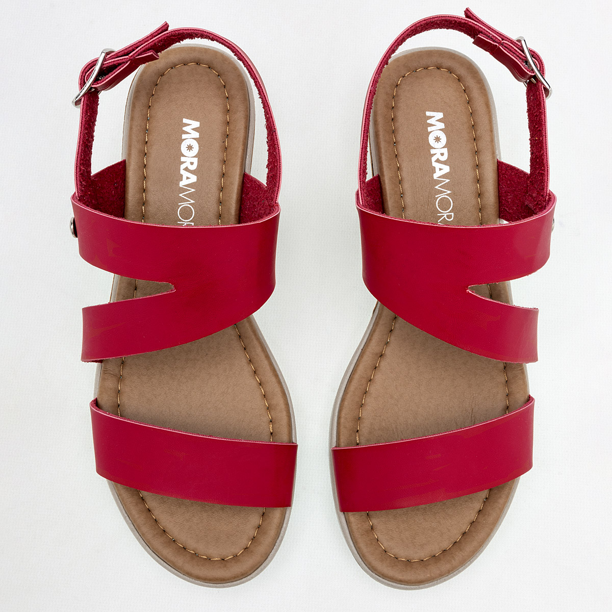Foto 4 pulgar | Sandalias Moramora 125496-e Rojas para Mujer