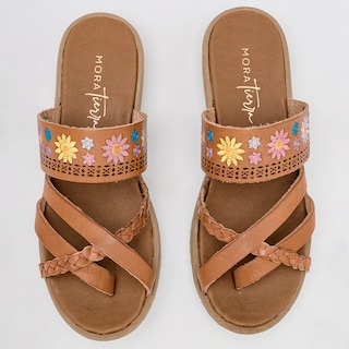 Foto 3 | Sandalias Mora Tierra Camel Multicolor para Mujer