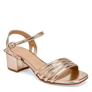 Foto 1 | Sandalias de Tacón First Avenue Doradas para Mujer