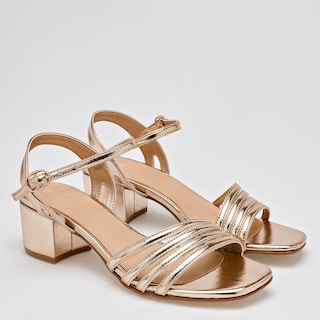 Foto 2 | Sandalias de Tacón First Avenue Doradas para Mujer