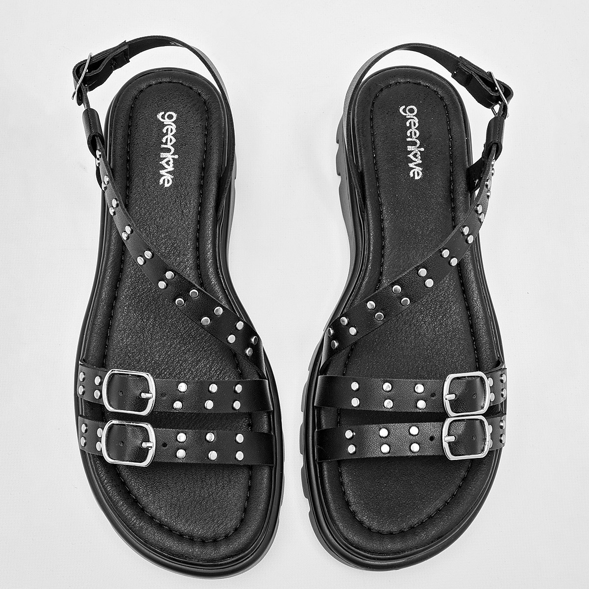 Foto 3 | Sandalias Green Love 125219-e Negras para Mujer